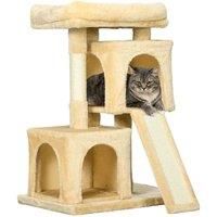 PawHut Cat Tree for Indoor Cats 83cm Cat Scratching Post Scratch Board Kitten Tower Climbing Frame Cream White