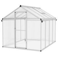 Outsunny 8x6ft Aluminium Greenhouse with/ Door Window Galvanised Base PC Panel