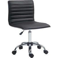 HOMCOM Adjustable Swivel Office Chair with Armless Mid-back In PU Leather and Chrome Base - Black