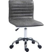 HOMCOM Adjustable Swivel Office Chair with Armless Mid-back In PU Leather and Chrome Base - Grey