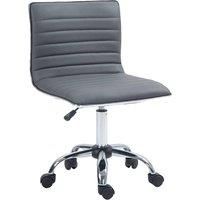 HOMCOM Adjustable Swivel Office Chair with Armless Mid-back In PU Leather and Chrome Base - Dark Grey