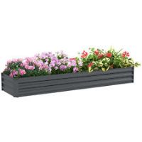 Outsunny Galvanised Raised Bed for Garden, Outdoor Elevated Planter Box, Grey