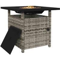 50,000 BTU PE Rattan Fire Pits for Garden, Rattan Propane Fire Pit Table