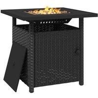 Outsunny 50,000 BTU Rattan Fire Pit Table, Black