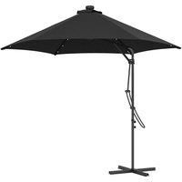 Outsunny 3(m) Garden Parasol Cantilever Umbrella with Solar LED, Cross Base and Waterproof Cover, Black