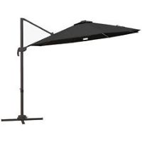 Outsunny 3(m) LED Cantilever Parasol Outdoor with Base Solar Lights Dark Grey