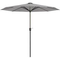 Outsunny Solar Patio Garden Parasol with Lights for Outdoor, Light Grey