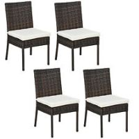 Outsunny 4 PCs Rattan Garden Chairs with Cushion, Wicker Dining Chairs, Brown