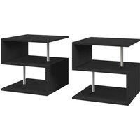 HOMCOM S Shape Cube Coffee Table, 2 Tier Storage, Black, Set of 2, Versatile Organizer for Living Room, Office