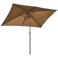 Outsunny 3x2m Patio Parasol Canopy Tilt Crank 6 Ribs Sun Shade Garden Brown