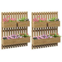 Outsunny 2pcs Wooden Garden Planters with Trellis Wall-mounted Raised Garden Bed