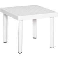 Outsunny Garden Side Table Outdoor Square Coffee End Table for Drink Snack, White