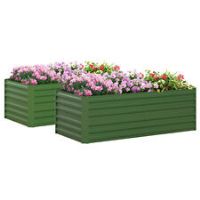 Outsunny 2pcs Galvanised Steel Outdoor Raised Bed w/ Reinforced Rods, Green