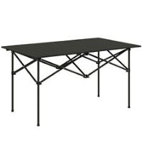 Outsunny Portable Folding Camping Table w/ Roll Up Aluminium Top Carry Bag Black