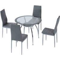 Homcom Round Dining Table Set For 4 W Chairs Ands Cushions