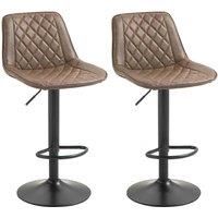 Homcom Bar Stools Set Of 2 Bar Chairs 360 Swivel Brown