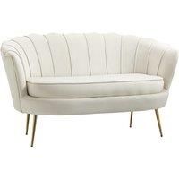 HOMCOM 2 Seater Sofa, Modern Velvet Loveseat Sofa, Fabric Small Couch with Petal Backrest and Gold Steel Legs for Living Room, Bedroom, Cream