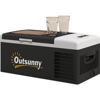 Outsunny 16L Car Fridge Freezer, Portable Car Refrigerator with 12V/24V DC and 100-240V AC, Black