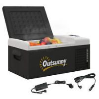 Outsunny 16L Car Refrigerator Fridge Freezer, 12/24V DC and 100-240V AC, Black