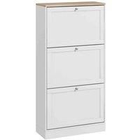 Homcom Narrow Shoe Cabinet With 3 Flip Drawers For 18 Pairs Of Shoes White