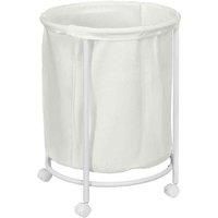 Homcom 100L Round Laundry Hamper With Wheels For Bedroom Bathroom Cream White