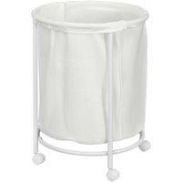 HOMCOM 100L Rolling Laundry Basket on Wheels, 50cm Round Laundry Hamper with Removable Bag and Steel Frame for Bedroom, Bathroom, Laundry Room, Cream White