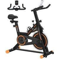 Homcom Exercise Bike Indoor Cycling W Lcd Display Heart Rate Sensor Orange