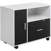 HOMCOM Filing Cabinet with Lockable Drawer, Mobile File Cabinet with 4 Wheels and Shelf, Printer Stand for Hanging A4 and Letter Sized Files, Home Office, Black and White