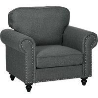 HOMCOM Mid-Century Armchair, with Pocket Springs - Dark Grey