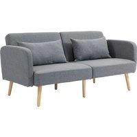 HOMCOM 3/2 Seater Sofa Bed, Convertible Bed Settee, Modern Fabric Loveseat Sofa Couch with 2 Cushions for Living Room, Guest Room, Grey