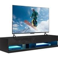 Floating TV Unit Stand, Wall Mount TV Cabinet with Storage LED Lights