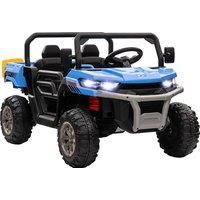 HOMCOM 12V Two-Seater Kids Electric Ride-On Car, with Electric Bucket, Remote Control - Blue