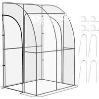 143x118x212cm Outdoor Walk-In Lean to Wall Tunnel Greenhouse with Roll Up Doors