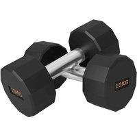 Sportnow Dumbbells Weights Set With 12-sided Shape And Non-slip Grip, 2 X 10Kg