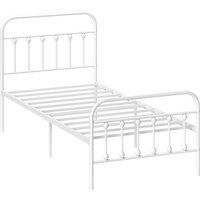 HOMCOM Single Minimalistic Metal Bed Frame - White Aosom UK