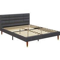 HOMCOM Upholstered King Bed Frame, with Slats - Grey