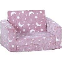 AIYAPLAY Childrens Sofa Beds 2 in 1 Kids Foldable Chair with Glow in The Dark Stars Moon Design, Washable Cushion and Cover, Pink Aosom UK