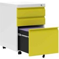 Vinsetto Mobile Vertical File Cabinet Lockable Metal Filling Cabinet with 3 Drawers Anti-tilt Design for Letter A4 Legal Size Fully Assembled Except Casters Yellow