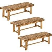 Outsunny Set of 3 2-seater Outdoor Indoor Garden Wooden Bench Patio Loveseat Fir 110L x 38W x 35H cm Carbonised