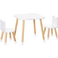 3 Piece Kids Table and Chair Set with 2 Bear-shaped Chairs, for Playroom Nursery