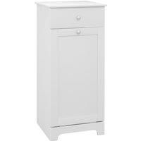 HOMCOM Bathroom Cabinet with Laundry Basket, Bathroom Storage Unit with Foldable Laundry Hamper and Drawer for Washroom, White