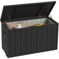 Outsunny 450L Galvanised Steel Water-Proof Outdoor Storage Box with Wheels and Handles - Dark Grey, Grey