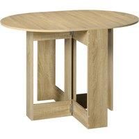 HOMCOM Space-saving Drop Leaf Table, Folding Dining Table for Small Space, Kitchen, Dining Room, Oak