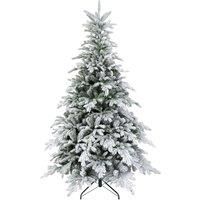 HOMCOM 6ft Bushy Snow-Flocked Artificial Christmas Tree, with LED Lights