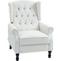 HOMCOM Recliner Armchair, Vintage Reclining Chair with Nail Head Trim, Wingback Chair with Button Tufted Back and Footrest, for Living Room, Cream White Aosom UK