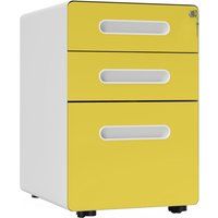 Vinsetto Lockable File Cabinet with 3 Drawers, Vertical Office Drawer for A4, Letter, Legal Size, Anti-tilt Design, Pre-Assembled Body, Yellow