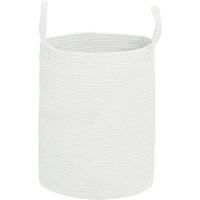 HOMCOM 36L Cotton Rope Laundry Basket, with Handles - Cream White Aosom UK