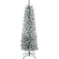 HOMCOM 6ft Artificial Pencil Christmas Tree with 329 Snow Flocked Tips, Metal Base, Realistic Xmas Tree Aosom UK