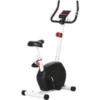 SPORTNOW Quiet Exercise Bike Stationary Bike with 8-Level Magnetic Resistance, Heart-Rate Sensor and Wheels, White