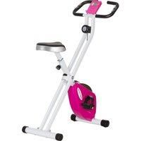 SPORTNOW Folding & Quiet Exercise Bike with 8-Level Magnetic Resistance and Heart-Rate Sensor for Home Gym, Pink and White